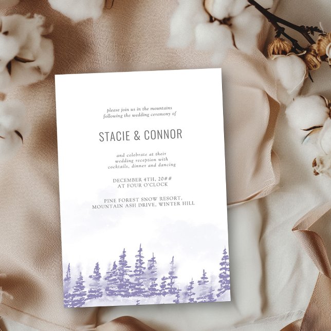 Nur Winterwald Lavender Gray Wedding Empfang Einladung (Wedding Reception Invitation from my Winter Forest Lavender Wedding Collection)