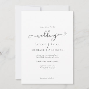 Nur zeitgenössische klassische Weißtexte Hochzeit Einladung