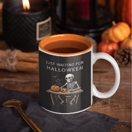 "Nur zu Halloween-Tasse Gewartet | Funny Skeleton Zweifarbige Tasse