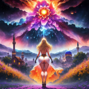 Nura - Eine farbenfrohe Oase: Die Kunst der Selbst Leinwanddruck