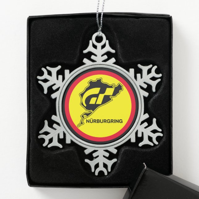 Nurburgring Deutschland Gran Turismo GT Schneeflocken Zinn-Ornament (Box)