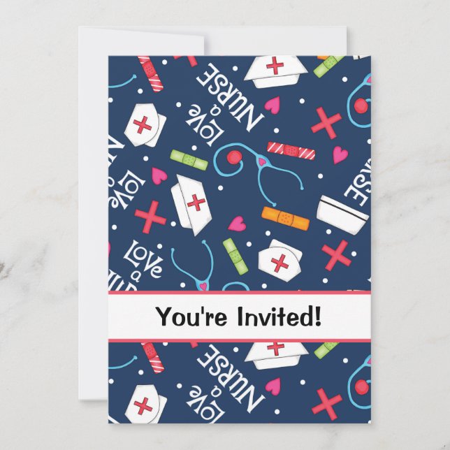 Nurday Party feiern Navy Blue White Einladung (Vorderseite)