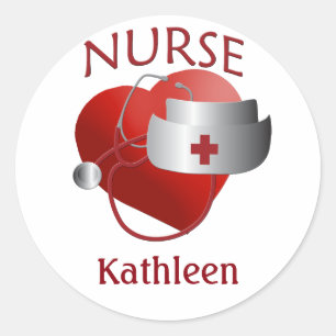 Nurname Custom Nurses Heart Sticker