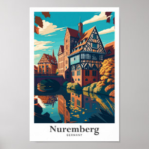 Nürnberg Deutschland Art Travel Potrait Illustrati Poster