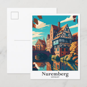 Nürnberg Deutschland Kunst Reise Porträt Illustrat Postkarte