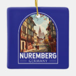 Nürnberg Deutschland Reisen Kunst Vintage Keramikornament<br><div class="desc">Nürnberger Retrovektor-Reisedesign. Beeindruckend,  aufregend,  bunt,  mächtig und tragisch: Nürnberg spiegelt die deutsche Geschichte seit dem Mittelalter wider.</div>
