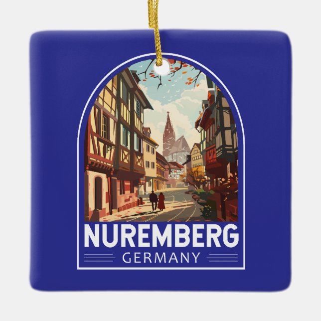 Nürnberg Deutschland Reisen Kunst Vintage Keramikornament (Vorderseite)