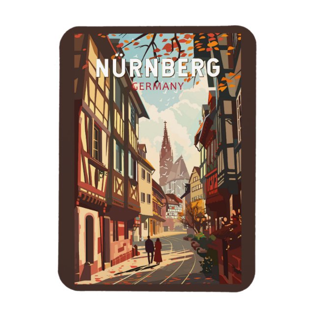Nürnberg Deutschland Reisen Kunst Vintage Magnet (Vertikal)