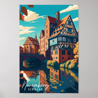 Nürnberg Deutschland Vintage Reise Illustration