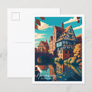 Nürnberg Deutschland Vintage Reise Illustration Postkarte