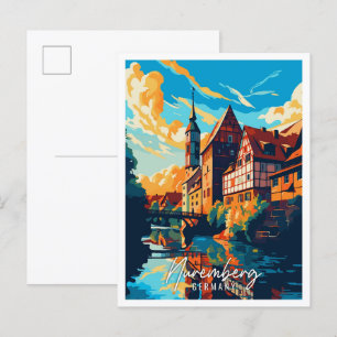 Nürnberg Deutschland vintage Reiseillustration Postkarte