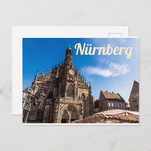 Nürnberg Hauptmarkt Nürnberg Bayern Deutschland Feiertagspostkarte (Vorne/Hinten)