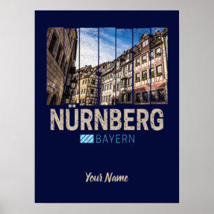 Nürnberg Vintag Bayern Deutschland Souvenir Poster
