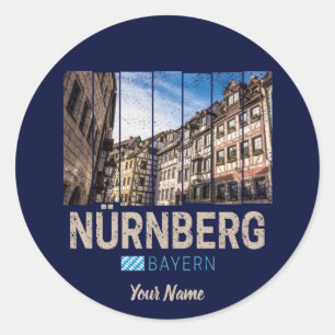 Nürnberg Vintage Bayern Deutschland Souvenir Runder Aufkleber