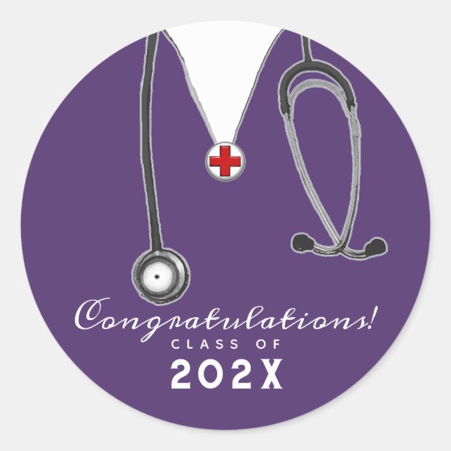 Nurse Abschluss Classic Round Aufkleber (Vorderseite)