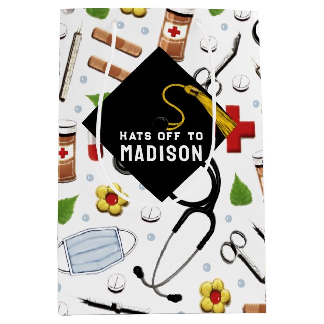 Nurse Abschluss Mittlere Geschenktasche Mittlere Geschenktüte (Vorderseite)