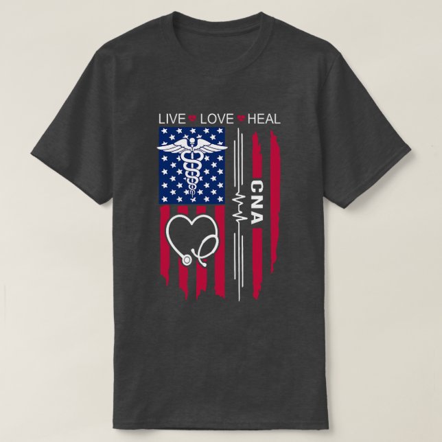 Nurse Abschluss Nurse Week CNA Nurse US Flag CNA T-Shirt (Design vorne)