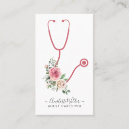 Nurse Adult Caregiver Floral Stethoscope Visitenkarte