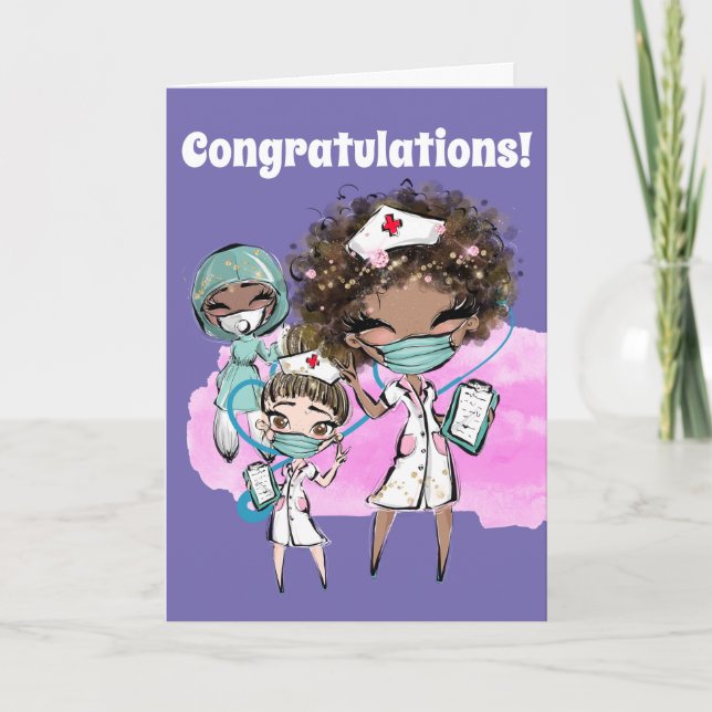 Nurse African American Covile Maske niedlicher Arz Karte (Vorderseite)