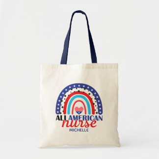 Nurse All American Flag Rainbow Name Tragetasche