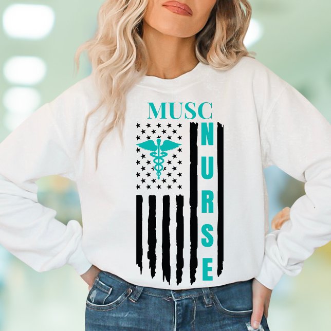 Nurse American Flag Name Caduceus Sweatshirt (Von Creator hochgeladen)