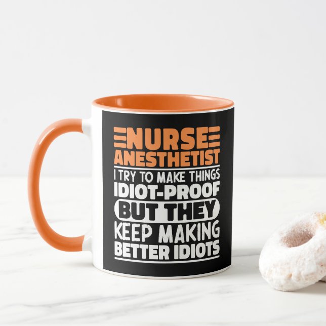 Nurse Anästhesist Ich versuche, Dinge lustig Zitat Tasse (Mit Donut)