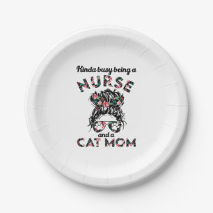 Nurse and Cat Mama lustige Geschenke Ideen Pappteller