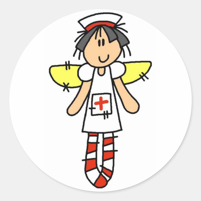 Nurse Angel Runder Aufkleber (Vorderseite)