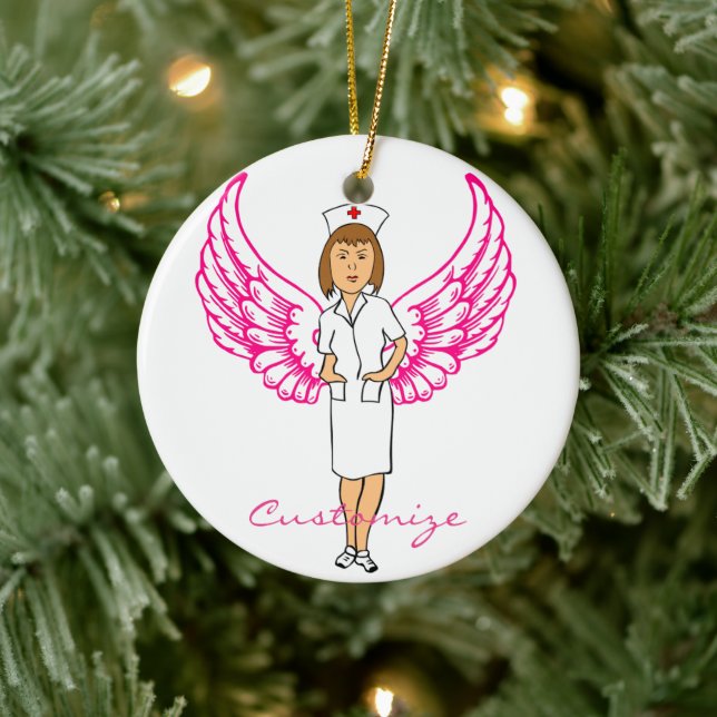 Nurse Angel Wings Thunder_Cove Keramik Ornament (Baum)