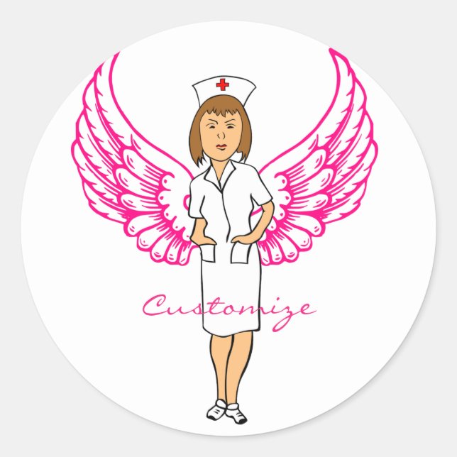 Nurse Angel Wings Thunder_Cove Runder Aufkleber (Vorderseite)