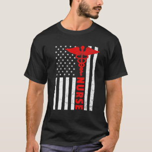 Nurse Apprecision Gift American Flag RN 4. Juli T-Shirt