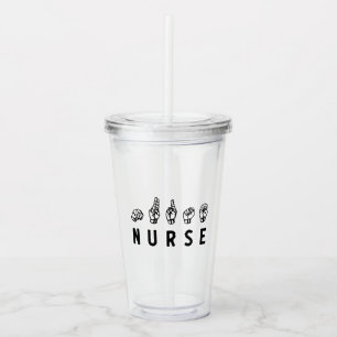 Nurse ASL Handzeichen Sprache Pflege Grad RN Gesch Acryltrinkbecher