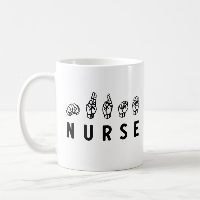 Nurse ASL Handzeichen Sprache Pflege Grad RN Gesch Kaffeetasse (Links)