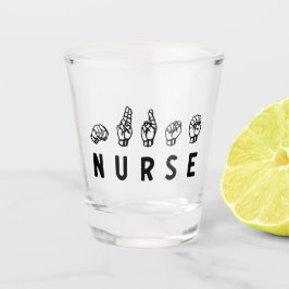 Nurse ASL Handzeichen Sprache Pflege Grad RN Gesch Schnapsglas