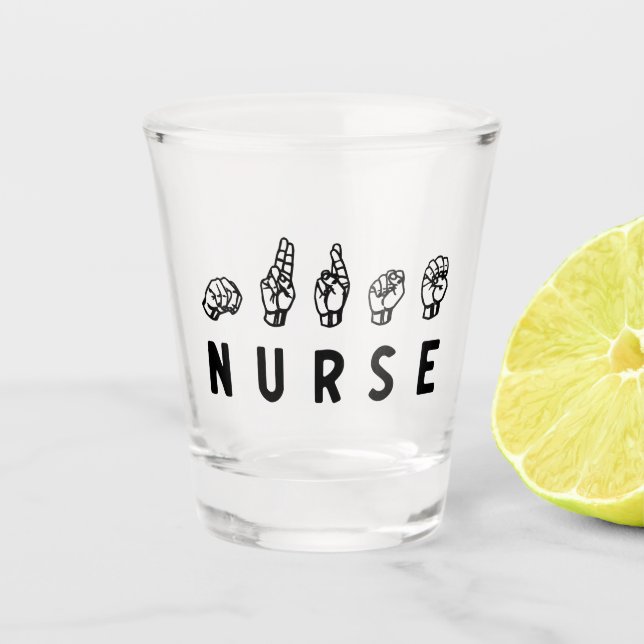 Nurse ASL Handzeichen Sprache Pflege Grad RN Gesch Schnapsglas (Vorderseite)