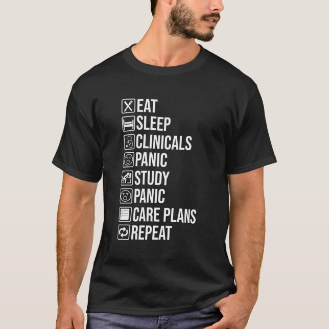 Nurse aß Sleep Clini, Kursschülerin Funny Nursing T-Shirt (Vorderseite)