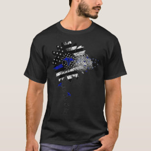 Nurse Back The Blue Sunflower American Flag Nursin T-Shirt
