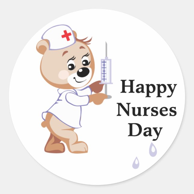 Nurse Bear Runder Aufkleber (Vorderseite)
