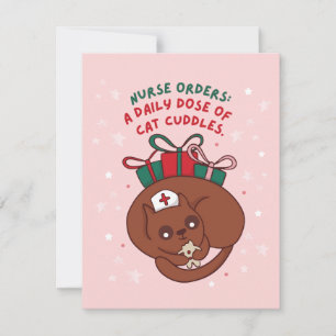 NURSE BESTELLT EINE TÄGLICHE DOSIS VON KATZKÖRPERN FEIERTAGSKARTE