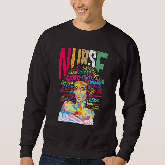 Nurse Black Woman Magic Afro Melanin Queen Black H Sweatshirt (Vorderseite)
