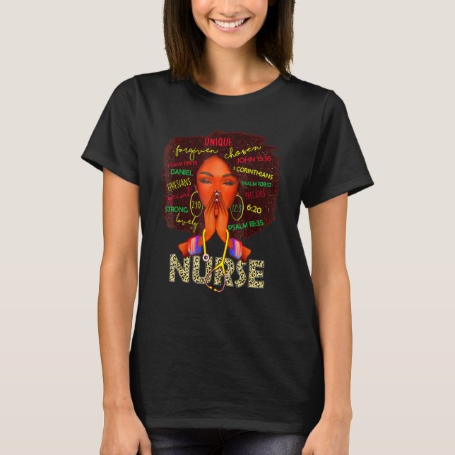Nurse Black Woman Magic Afro Melanin Queen Black H T-Shirt (Vorderseite)