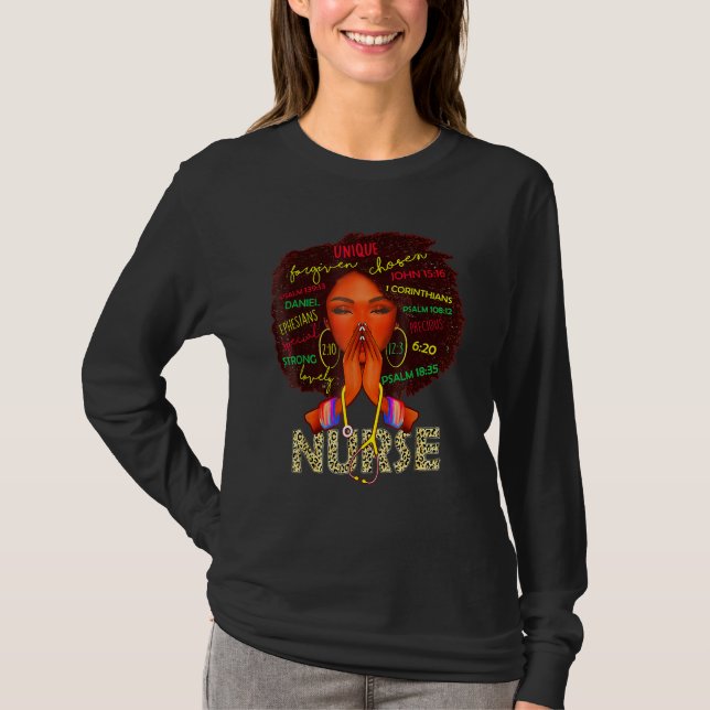 Nurse Black Woman Magic Afro Melanin Queen Black H T-Shirt (Vorderseite)