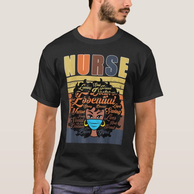 Nurse Black Woman Magic Afro Melanin Queen Black H T-Shirt (Vorderseite)