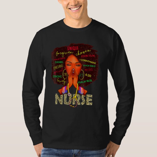 Nurse Black Woman Magic Afro Melanin Queen Black H T-Shirt (Vorderseite)
