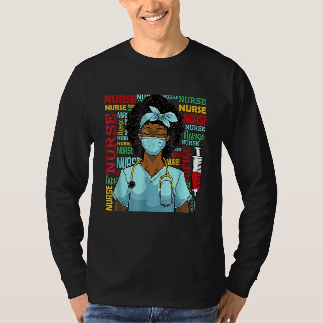 Nurse Black Women Black History Afro African Pride T-Shirt (Vorderseite)