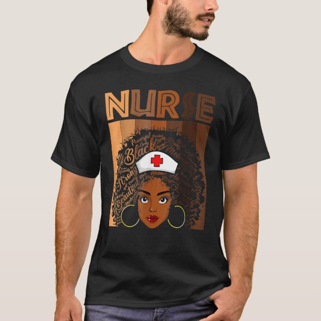 Nurse Black Women Black History Month Afro African T-Shirt (Vorderseite)