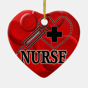 NURSE BLUTZELLEN SYRINGE HERZLOGO KERAMIKORNAMENT