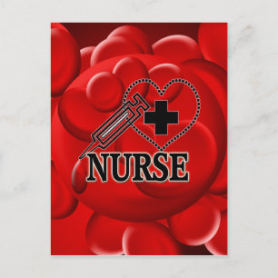 NURSE BLUTZELLEN SYRINGE HERZLOGO POSTKARTE
