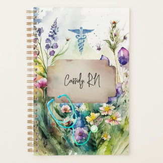 Nurse Boho Wasserfarbe Wildblume Floral Planer