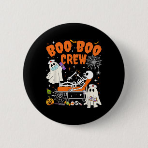 Nurse Boo Boo Crew Ghost Skeleton Nurse Halloween Button